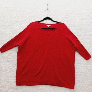 Sweater Eileen Fisher Lagenlook Red Linen Quiet Luxury Short Sleeve Old $ Size S